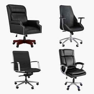 3D model Office Leather Chairs 4 in 1