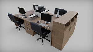 3D Office Furniture and Electronics model