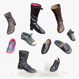 Lowpoly Boots and Shoes Collection
