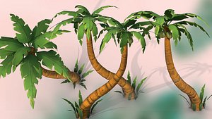 Stylized palm tree PBR game ready Low-poly 3D model