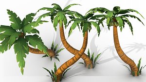 3D Stylized palm tree PBR game ready Low-poly 3D model