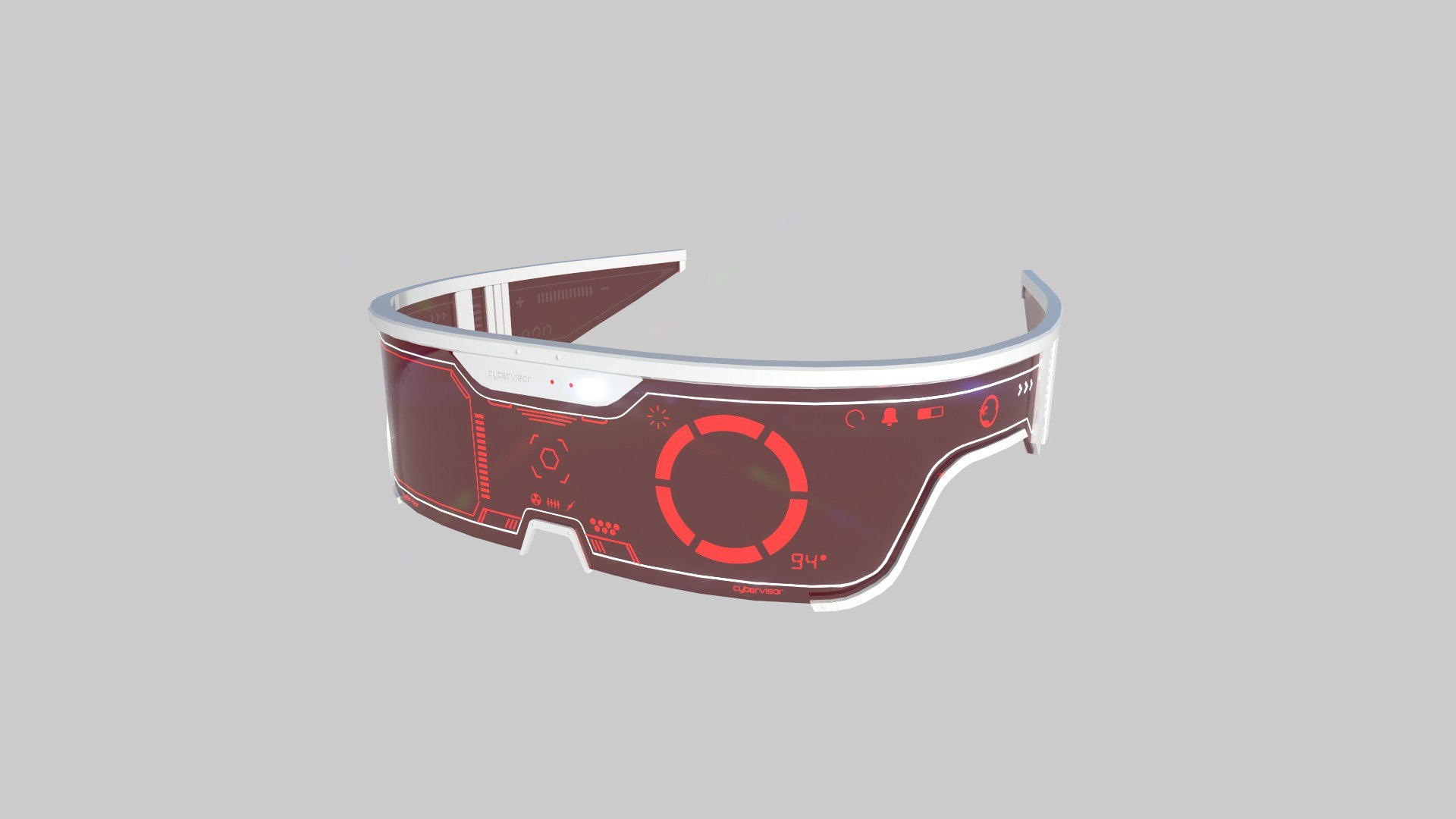 3d Model Scifi Glasses Visor 03 White Red Character Design Fashion