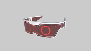SciFi Glasses Visor 03 White Red - Character Design Fashion