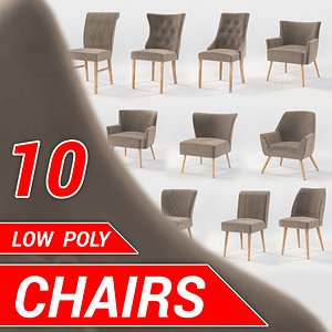 set 10 chairs 3D model