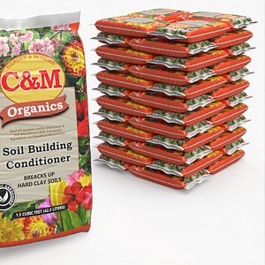 Organic Flower Soil Conditioner Stack of Bags 3D model