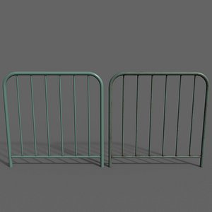 3D PBR Pedestrian Guard Rail Green V2