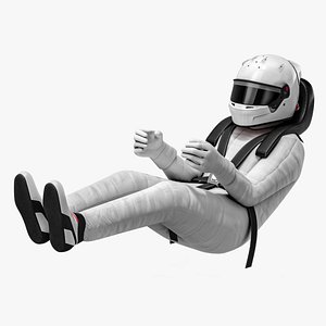 Formula 1 Racing Driver White Mockup