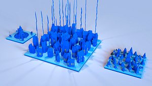 3D stylized winter village model