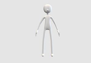 skinny cartoon human 3D model