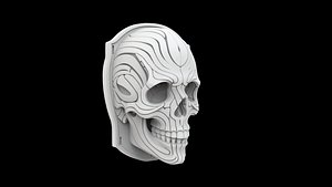 Ribbon Skull Wall Plaque 3d Print Model 3D model