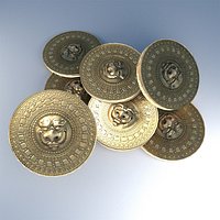 3D Mayan dial coin prehistoric God-Calmness Low-Poly