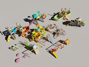 A colorful childrens playground 3D