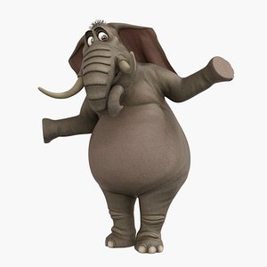 3D Elephant Cartoon Rigged Low-poly 3D model