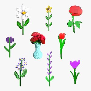 3D model Voxel Flower