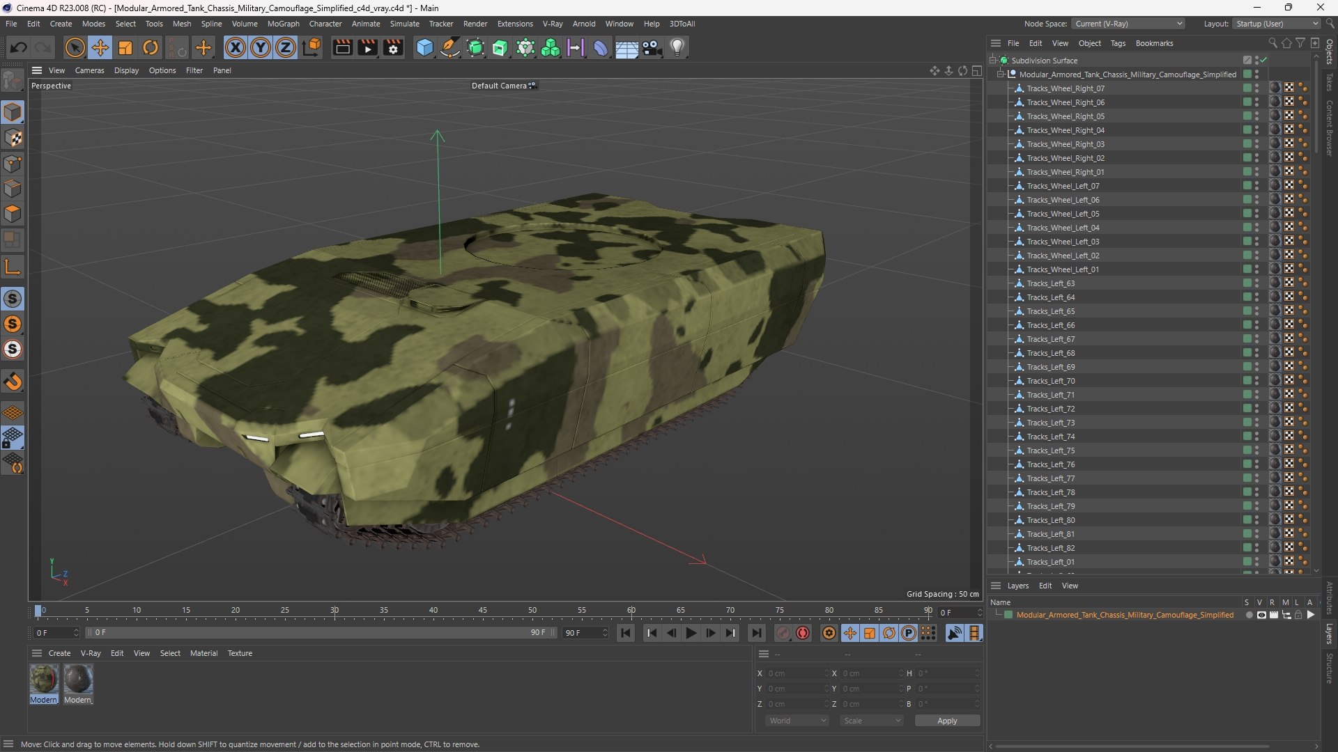 Modular Armored Tank Chassis Military Camouflage Simplified 3D ...