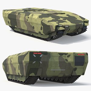 Modular Armored Tank Chassis Military Camouflage Simplified 3D
