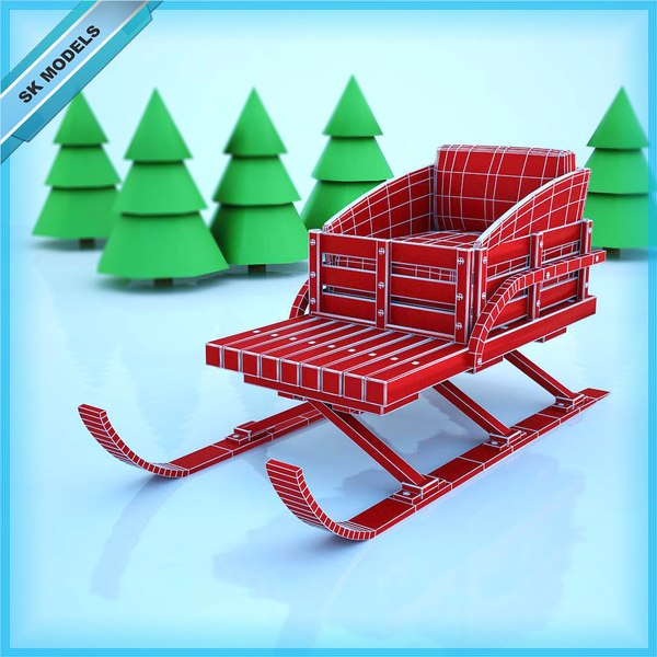 3d kids santa sleigh model