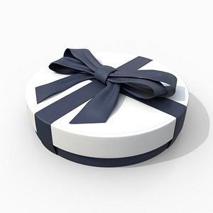 Gift Box - Flat Round with Tied Ribbon Bow