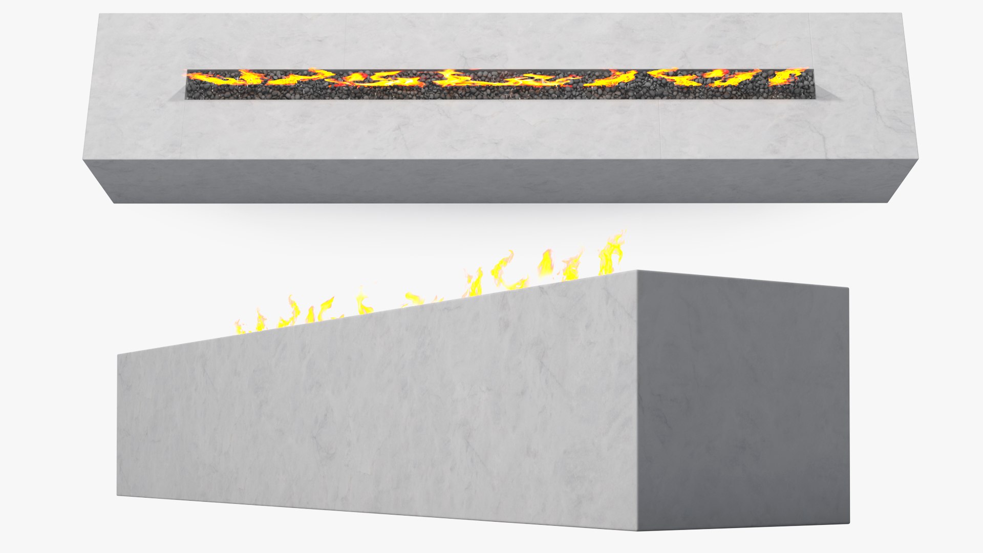 Gas Fire Pit Rectangular Marble White 3D - TurboSquid 2222444