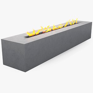Gas Fire Pit Rectangular Marble White