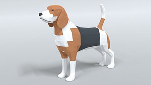 3D Low Poly Cartoon Beagle Dog model