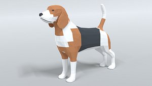 Low Poly Cartoon Beagle Dog