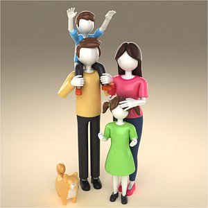 3D cartoon family character B model