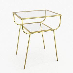 3D Curved Terrace Nightstand Antique Brass model