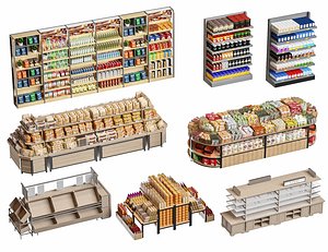Supermarket Grocery Display Shelves Collection