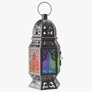 multi-coloured moroccan lantern 3D model