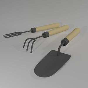 3d model of set garden tools