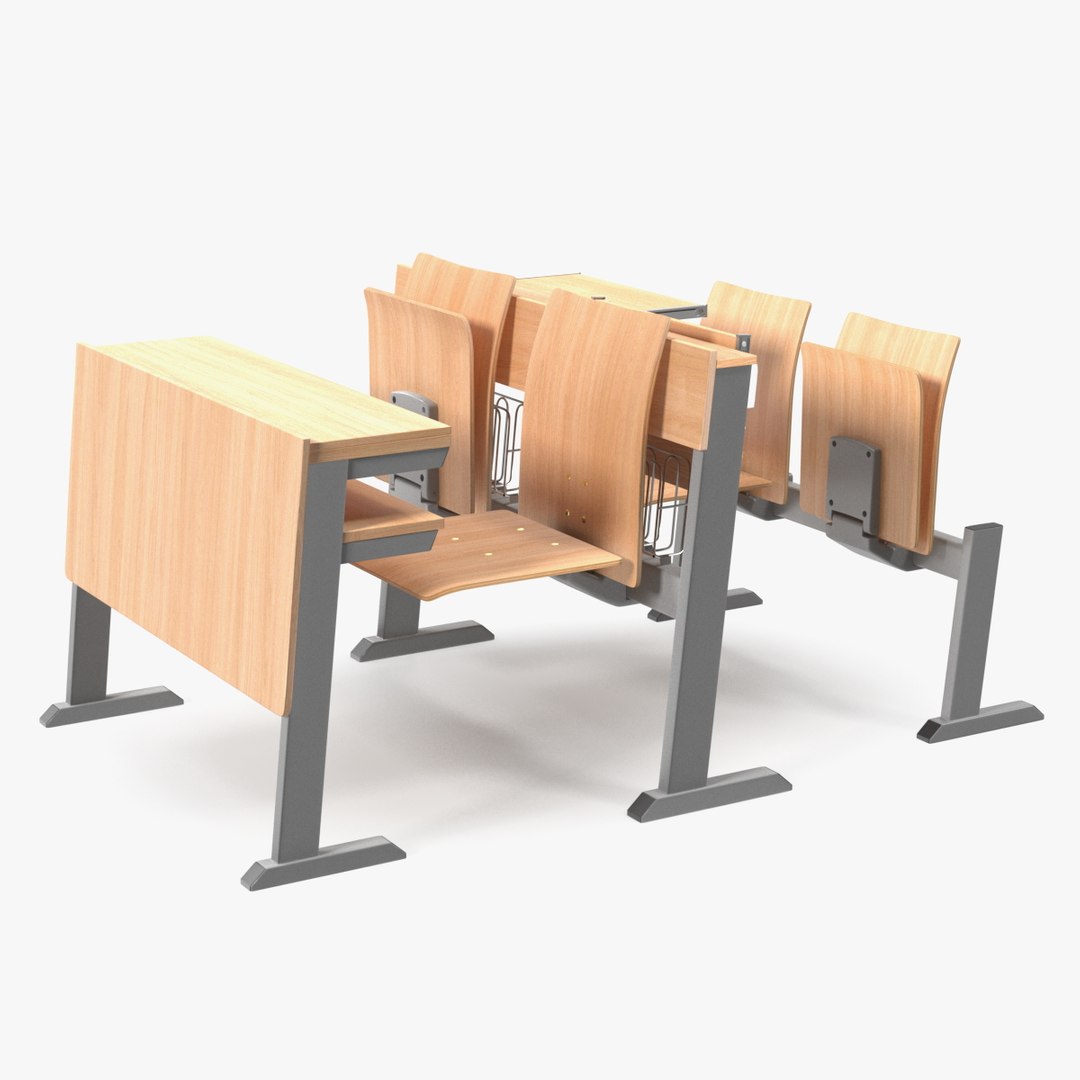 University Seating System Set Four Seats 3D model preview