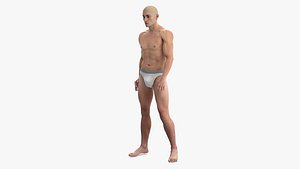 Man Character in Underwear Standing