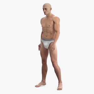 Man Character in Underwear Standing 3D