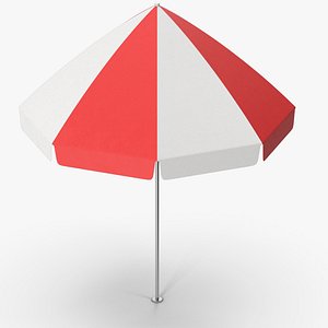 3D Red Beach Umbrella