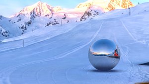 HDRI Alpine Ski Slope Snow Groomer at Golden Hour 8K Texture 3D model
