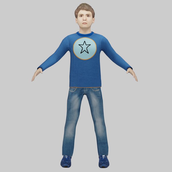 3D 10 Years Old Rigged Boy model