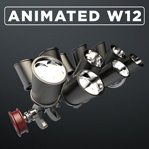 3D W12 Engine Working Animated
