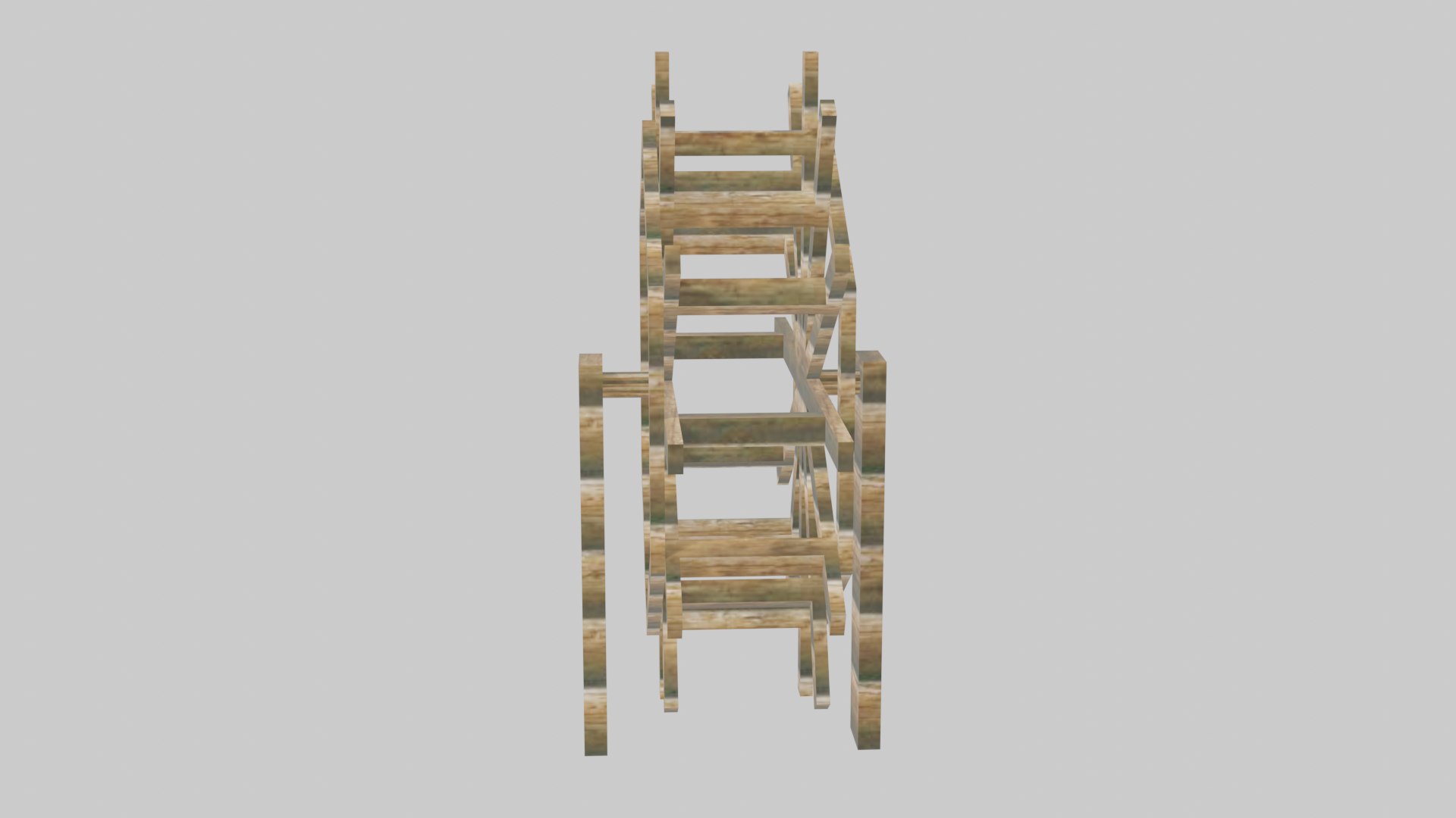 Wooden Water Wheel 3D Model - Traditional Lift Wheel With Timber Frame ...