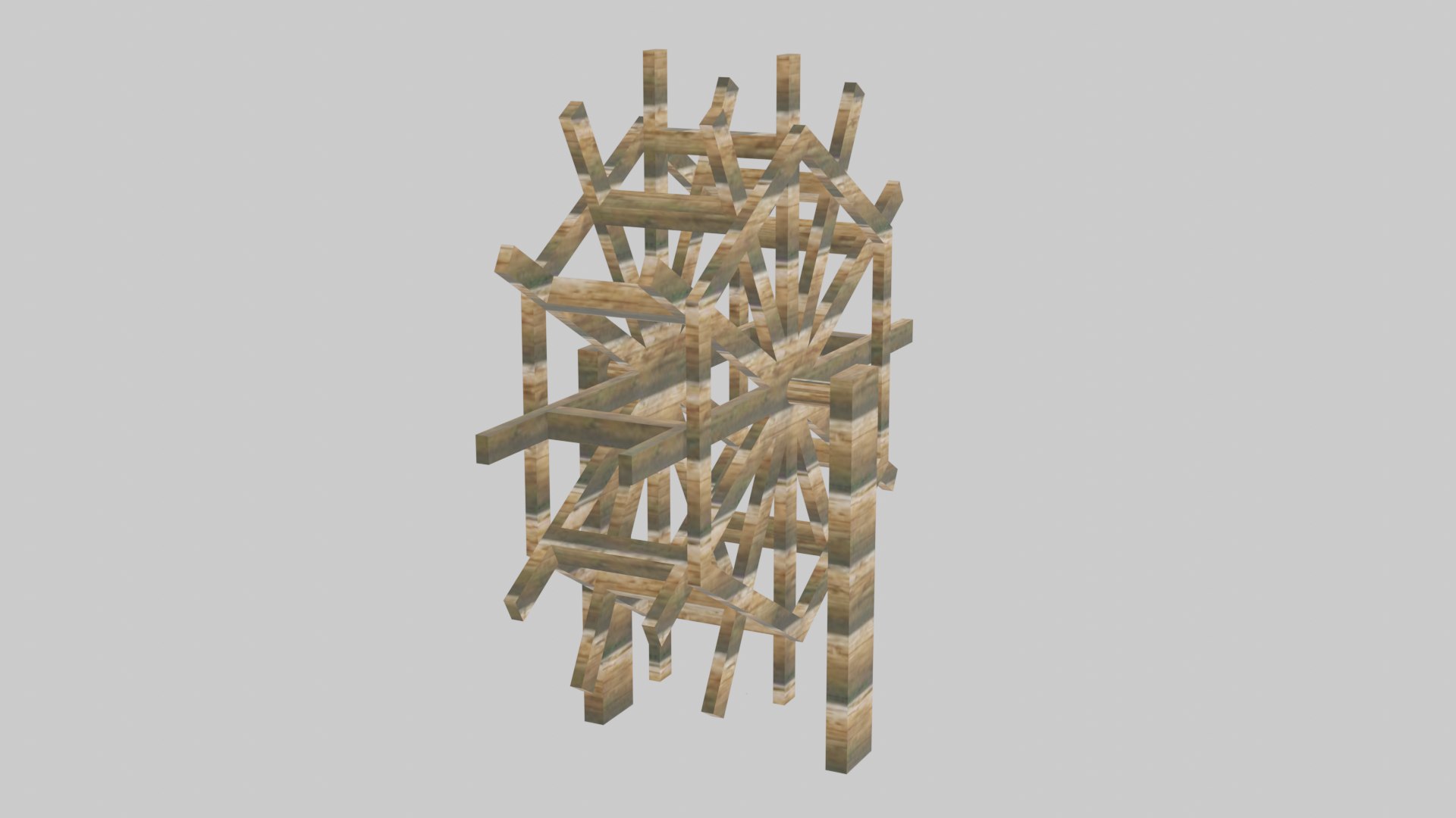 Wooden Water Wheel 3D Model - Traditional Lift Wheel With Timber Frame ...
