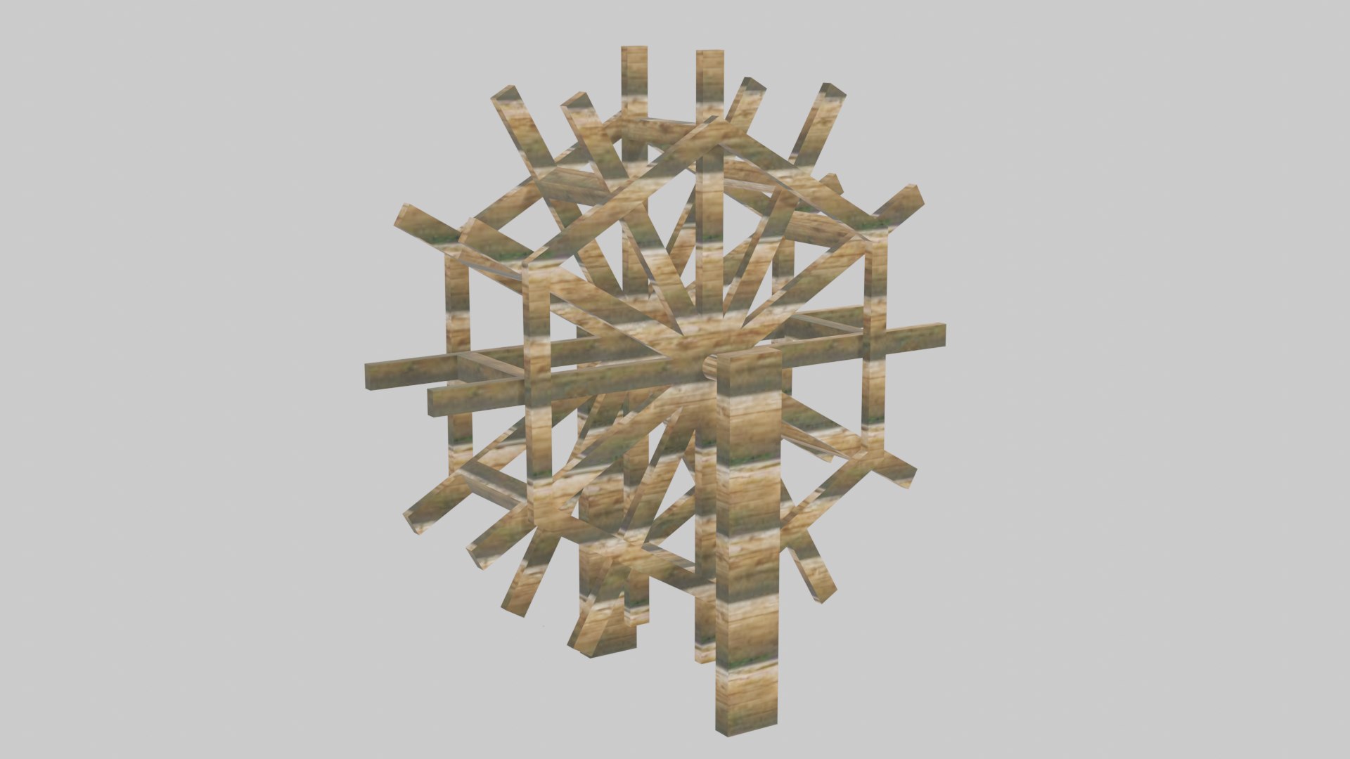 Wooden Water Wheel 3D Model - Traditional Lift Wheel With Timber Frame ...
