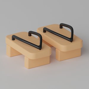 Cartoon Geta Traditional Japanese Clogs 3D