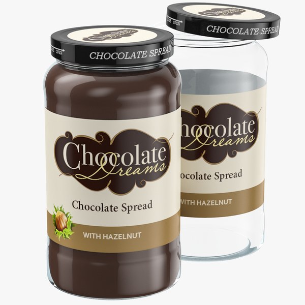 3D chocolate spread glass jar model