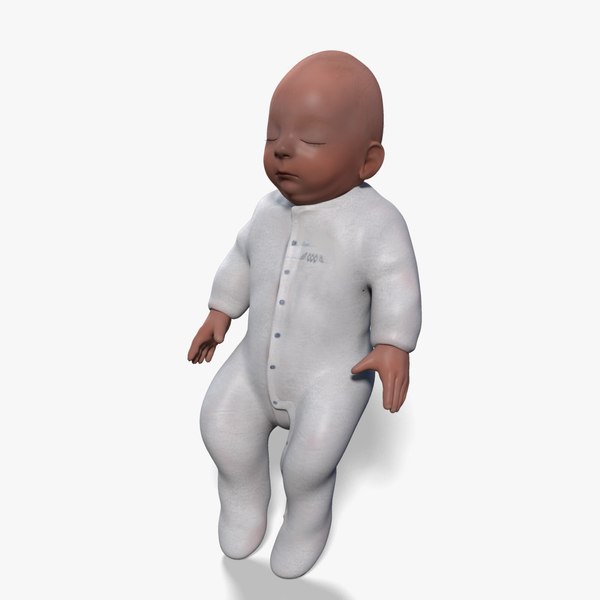 3d newborn baby girl rigged model