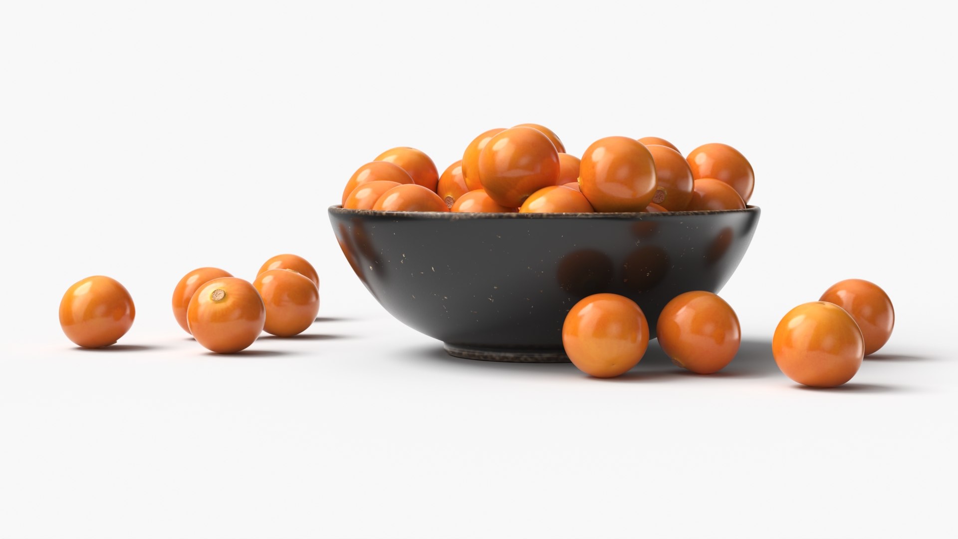 Physalis Fruits in Ceramic Bowl 3D model for industrial visualization, technical presentation, simulation, product rendering, and animation
