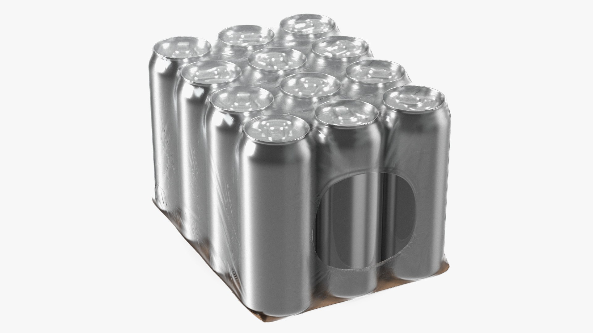 Aluminium Can 500ml 12pcs Transparent Pack 3D model preview