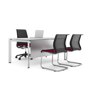 Think chair with Frame one Workstation  Table 3D model