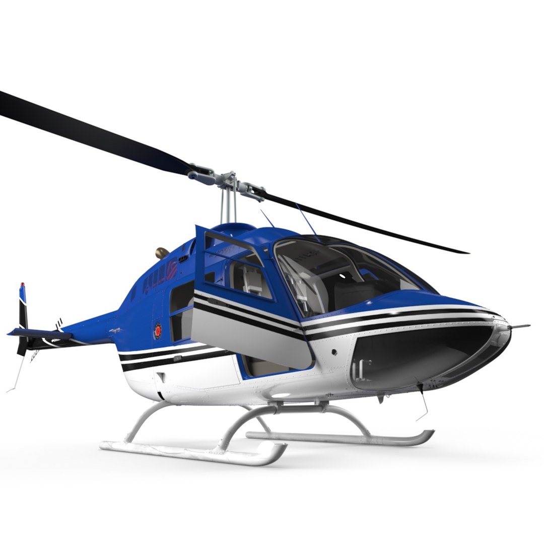 Bell 206B5 JetRanger Helicopter Rigged 3D model preview