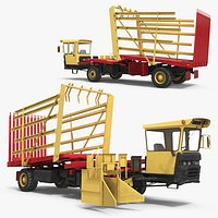 Agricultural Bale Wagon with Loader Red Yellow