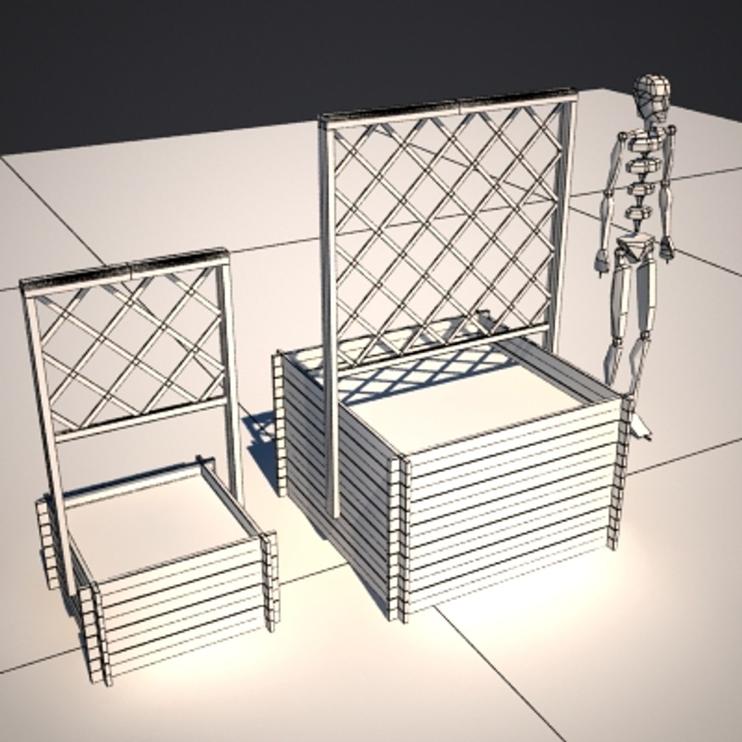 wood planter plant 3d model